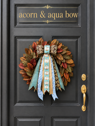 Acorn & Aqua Fall Bow
