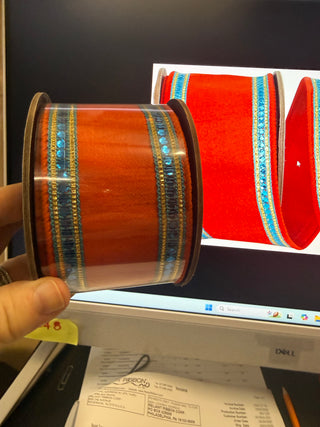 2.5" Orange Sequin Ribbon W