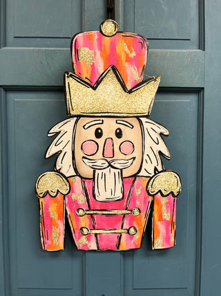 Pink Orange Nutcracker Door Hanger