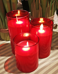 Glass Pillar LED Candle Set