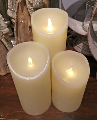 LED Pillar Candle Set Cream