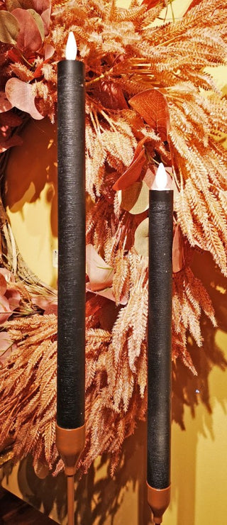 12"  Black Motion Taper Candle S/2