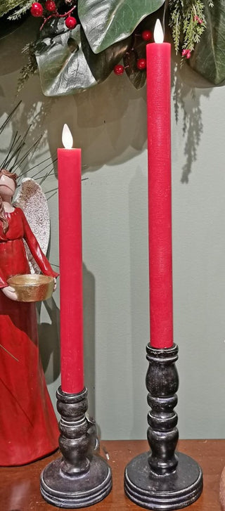 12" Red Motion Taper Candle S/2