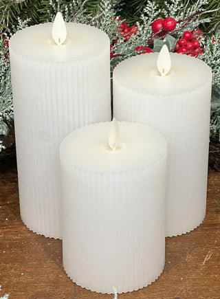 Pillar Motion Flame Candle Ivory S/3