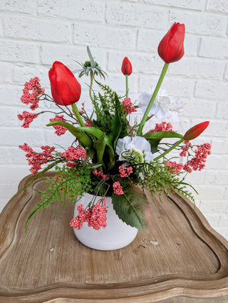 Blush of Red Tulip Arrangement