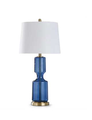 Seeded Navy Glass Lamp