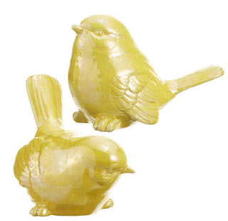 Yellow Ceramic Birds S/2