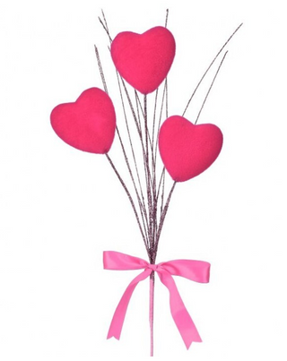 Pink Flocked Heart Stem