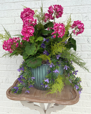 UV Fuchsia Geranium Potted Arrangement