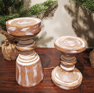 Wood Pillar Candle Holder