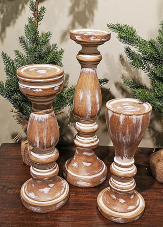 Wooden Pillar Candle Holder