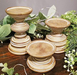 Distressed Wood Pillar Holders