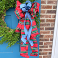 Load image into Gallery viewer, Blue & Red Plaid Xmas Bow
