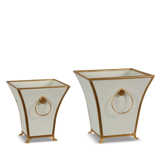 White/Gold Metal Pot