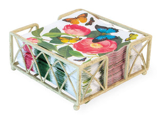 Cocktail Napkin Metal Caddy Wht Yellow