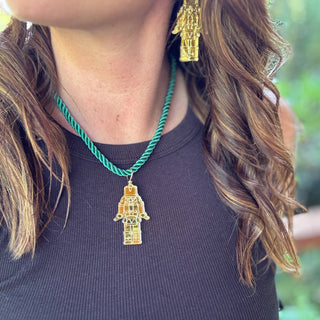 Green Rope Gold Nutcracker Necklace