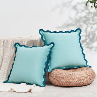 18" Pillow Covers Blue Scallop