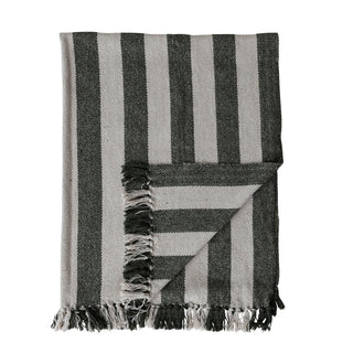 Striped Fringe Throw Green