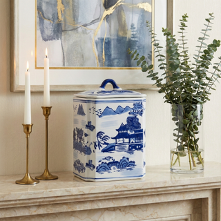 Rectangle Lidded Chinoiserie Jar
