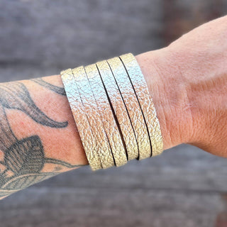Split Leather Cuff Champagne