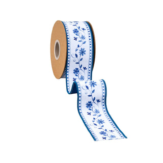 2.5" Blue Floral Vine Ribbon
