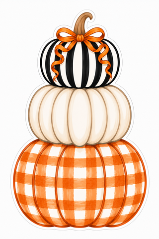 Wood Door Stacked Pumpkins Black