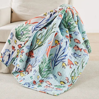 Quilted Throw Deep Sea