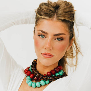 Bella Beaded Necklace WATERPROOF Red