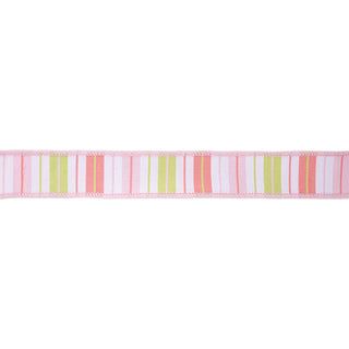 1.5" Pink Green White Stripe Ribbon
