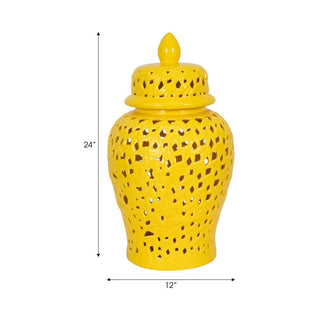 Yellow Ceramic Lidded Jar