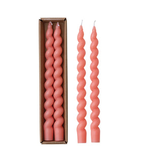 Twist Taper Candles - Pink S/2