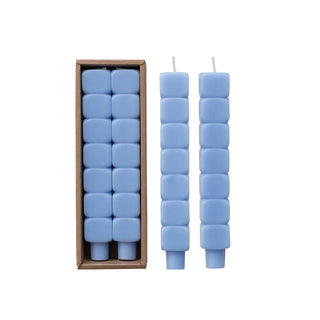 Blue Block Taper Candles S/2