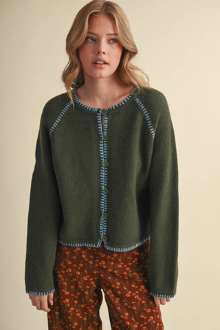 CONTRAST STITCH CARDIGAN