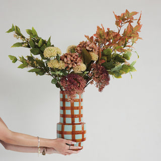 14" Rust Grid Vase