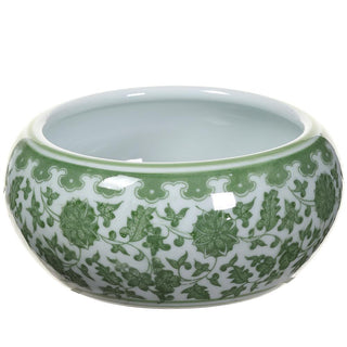 Green White Shallow Vase