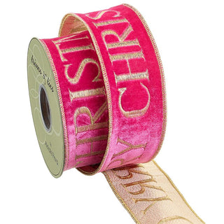2.5" Pink Merry Christmas Ribbon