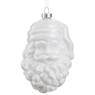 5" White Glass Santa Ornament