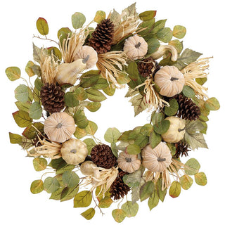 24" Pumpkin Pine Wreath