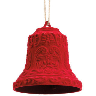 4.5" Flocked Red Bell Ornament