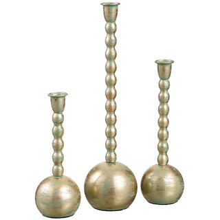 Gold Teal Taper Candle Holders