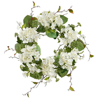 White Hydrangea Snowball Wreath