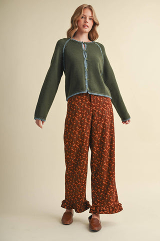 CONTRAST STITCH CARDIGAN