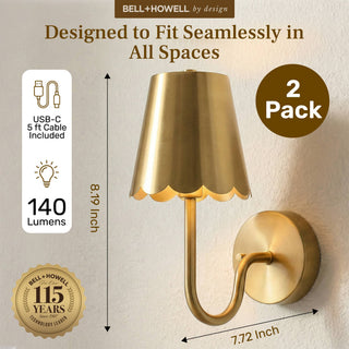 Set Rechargeable Scallop Wall Sconces