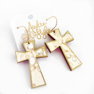 Cross Dangle Earring Cream