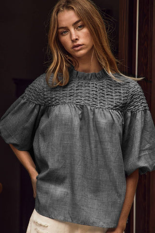 Bubble Sleeve Blouse Blue