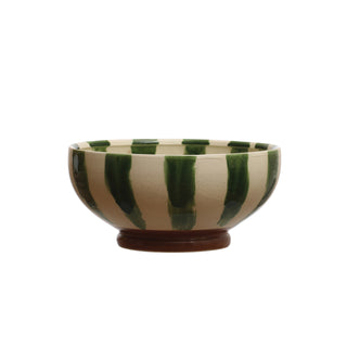 Stoneware Footed Bowl Stripes