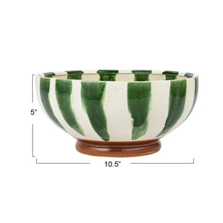 Stoneware Footed Bowl Stripes