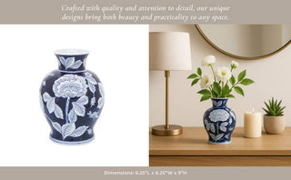 Blue Floral Ceramic Jar