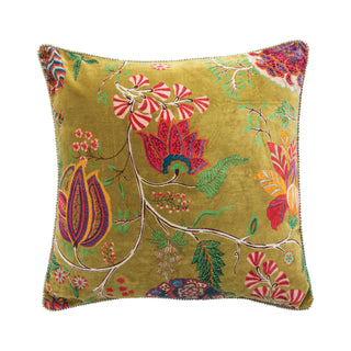 Velvet Floral Pom Pillow