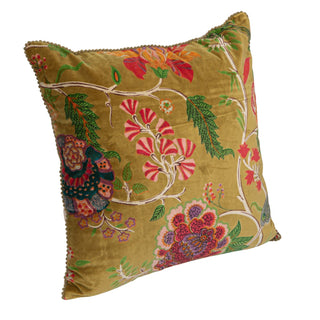 Velvet Floral Pom Pillow